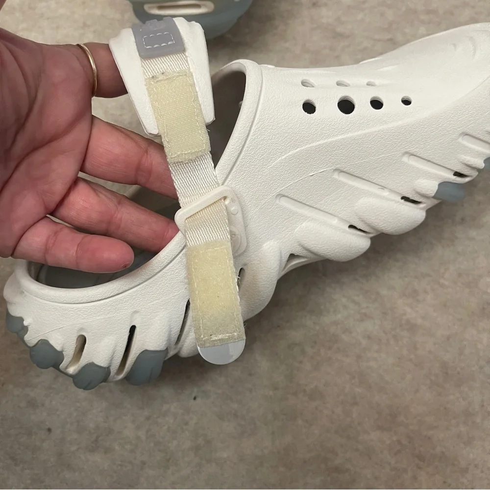 CROCS Echo Icy RO Clogs slip On Comfort White Blue Mens Size 6 Women’s Size 8